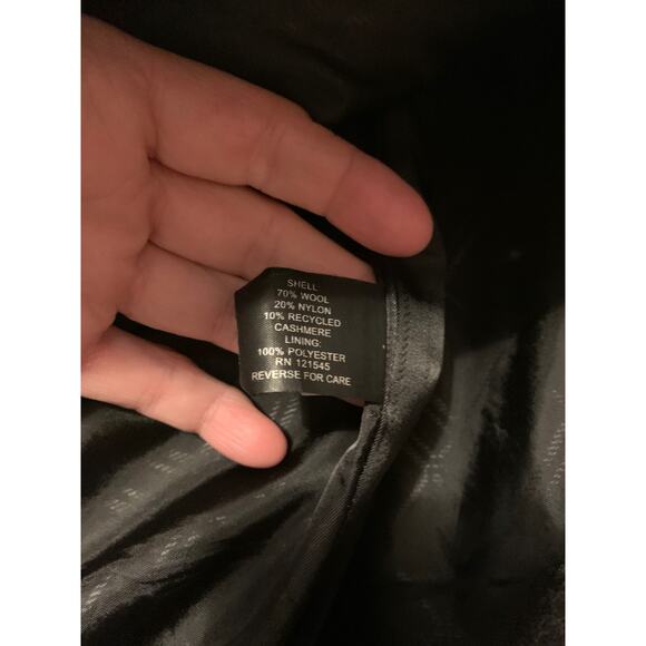 London Fog Vintage Black Wool Button Front Mid Length Women Coat Petite Medium - Picture 5 of 6